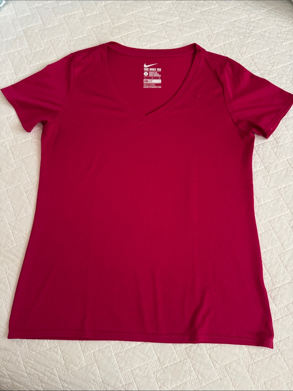 Nike Women’s V-Neck Short Sleeve Tee - Raspberry Pink